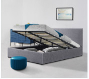 Mobília de linho do quarto do quadro do rei Size Ottoman Bed do Oem