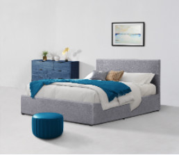 Mobília de linho do quarto do quadro do rei Size Ottoman Bed do Oem