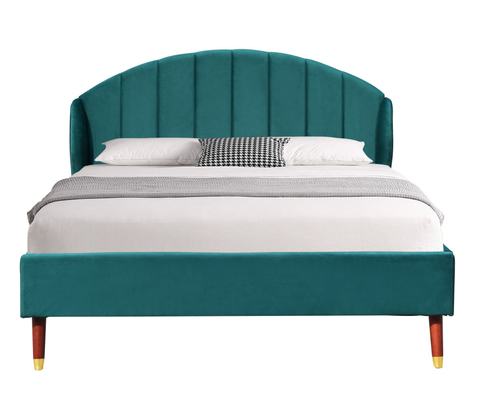 O Oem moderno do projeto estofou a madeira compensada dobro de veludo do tamanho do quadro de madeira da cama