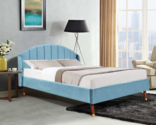 Blue Velvet estofou a cabeceira do rei Bed With Minimalist