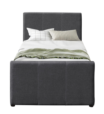 O quadro escuro de Grey Linen Wooden Twin Daybed com telescópico roda para o quarto