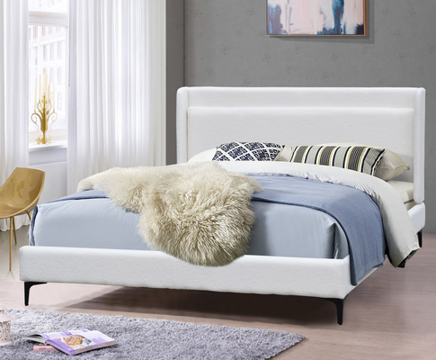 O quadro clássico do rei Size Platform Bed com a cabeceira branca da tela estofou