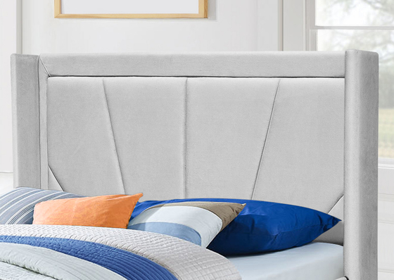 Quadro claro da cama do armazenamento da plataforma do OEM de Grey Fabric com a cabeceira voada estofada