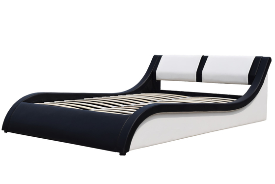 Branco e Preto Oem Cama Dupla Elevador de Gás Quadro Couro Falso Bsci
