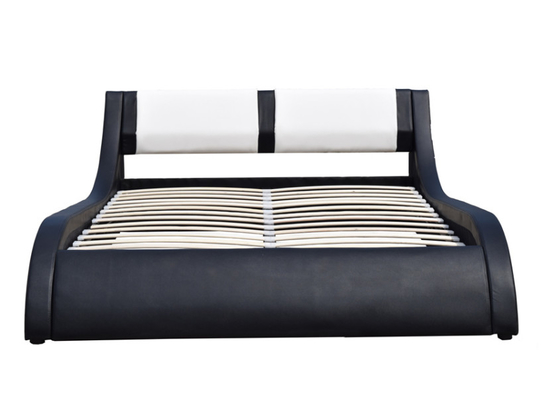 Branco e Preto Oem Cama Dupla Elevador de Gás Quadro Couro Falso Bsci