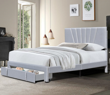 80 x 60 polegadas de cama estofada Queen Size Linen Tecido gaveta em pedestal