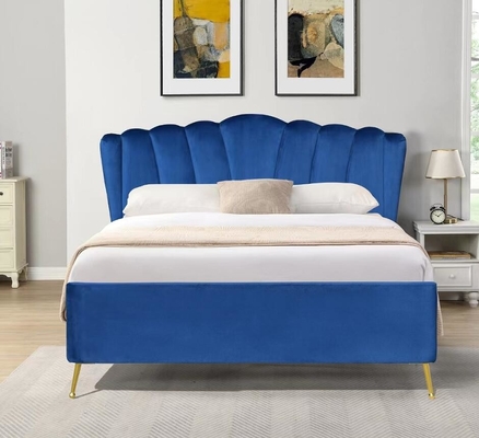 Double Size Bsci Elevador Armazenamento Quadro de cama Elegante Tecido de Veludo Cinza Otomano