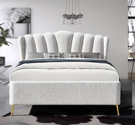 Cama de armazenamento de elevador de gás de tecido branco com quatro pés fortes de metal