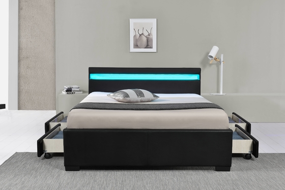 Cama de cama LED tem luzes LED para ajudá-lo a dormir e contém quatro gavetas de armazenamento