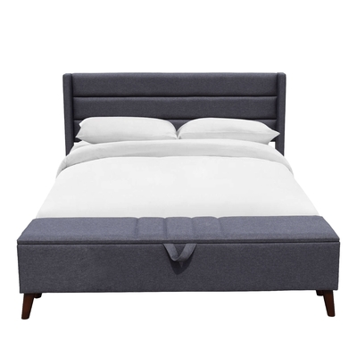 Cama de armazenamento com dorso sólido cinzento