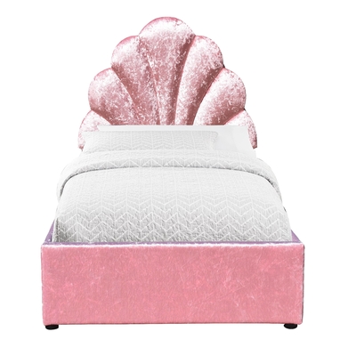 Duplo tamanho Bsci elevador de gás armazenamento Quadro de cama elegante tecido de veludo rosa otomano