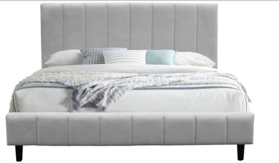 Quadro de cama de estofado cinza com tecido