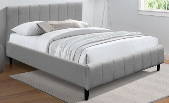 Quadro de cama de estofado cinza com tecido