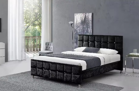 Quadro de cama com cabeceira, plataforma robusta cama com apoio de lajes de madeira