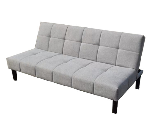 Sofá-cama dobrável personalizado de tecido cinzento com apoios de braço para descanso