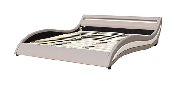 Moderno estilo LED luz de couro cama estofada para quarto