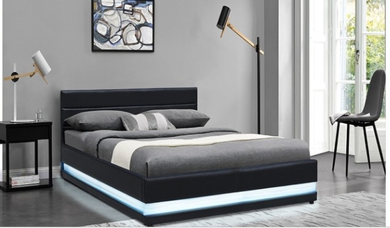 Casa Mobiliário Full Queen Size Cama de plataforma estofada com luz LED