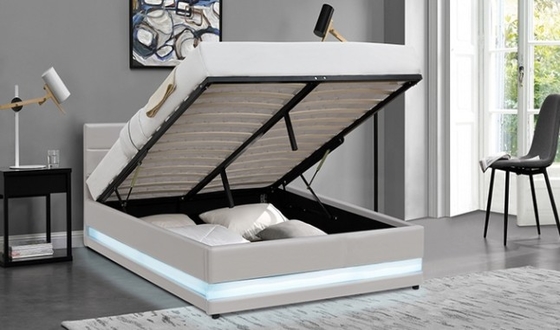 Casa Mobiliário Full Queen Size Cama de plataforma estofada com luz LED