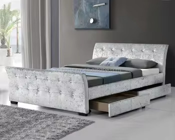Cama de armazenamento de veludo ou tecido com opções de cores múltiplas