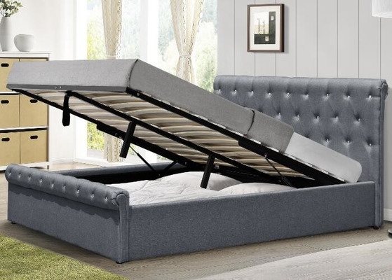 Cor Opcional Leather Real Gas Lift Armazenamento tamanho completo Cama confortável para dormir CE
