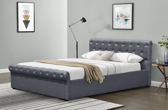 Cor Opcional Leather Real Gas Lift Armazenamento tamanho completo Cama confortável para dormir CE