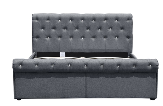Cor Opcional Leather Real Gas Lift Armazenamento tamanho completo Cama confortável para dormir CE