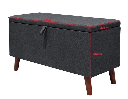 Grey Fabric Storage Ottoman escuro