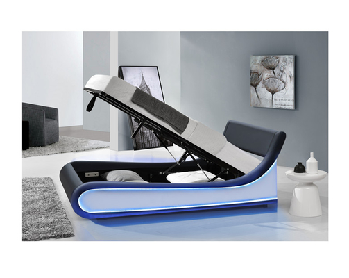 Quadro da cama de Sunny Faux Leather Gas Lift com armazenamento