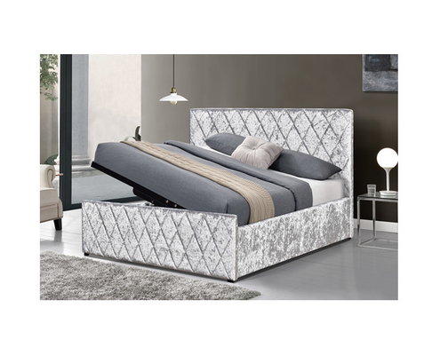 Esmague a cama clara do elevador de gás de Grey Velvet Bed Frame Fabric com o certificado da compatibilidade eletrónica do armazenamento