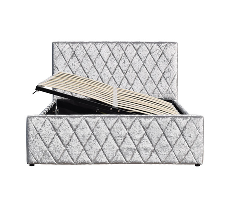 Esmague a cama clara do elevador de gás de Grey Velvet Bed Frame Fabric com o certificado da compatibilidade eletrónica do armazenamento