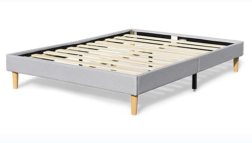 Quadro claro de Gray Linen Soft Upholstered Bed sem cabeceira