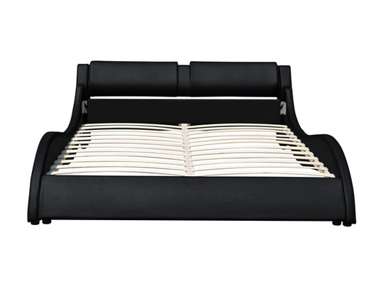 Quadro de cama de plataforma estofada com iluminação LED, design curvo