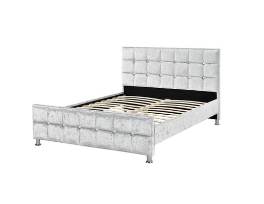 Quadro da cama do tamanho de Crystal Button European Style King com tela esmagada cabeceira de veludo