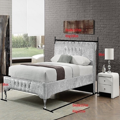 Cama de trenó estofada de couro branca da plataforma do OEM com Diamond Buttons BSCI