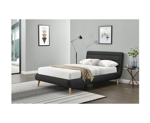 Tampa de tela estofada de linho da cama de rainha do preto do OEM do FSC