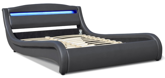 Quadro moderno claro da cama de plataforma do rei Size PLUTÔNIO do diodo emissor de luz de Grey Upholstered Tufted Queen Bed