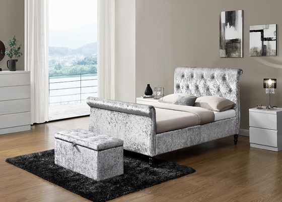 O botão moderno estofado italiano luxuoso do quadro da cama adornou o linho da tela