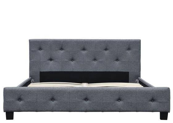 Quadro escuro da madeira compensada da cama de trenó de Grey Linen King Size Upholstered