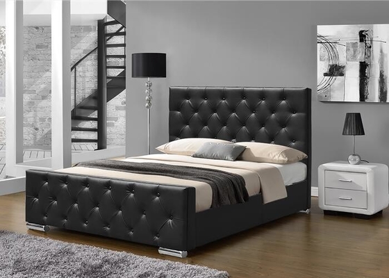 O falso preto esmagado da madeira compensada do quadro do rei Size Upholstered Bed de veludo cobre o estilo de Europa