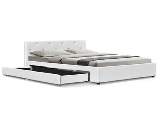 Tamanho dobro da cama de Sunny Modern Faux Leather Storage com OEM das gavetas