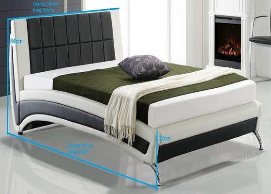 Do quadro de couro da cama do rei Upholstered Platform Faux mobília dobro do quarto do tamanho