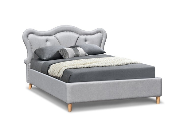 As crianças de Nailhead estofaram a cabeceira de Grey Linen Button Tufted Curved da guarnição da cama