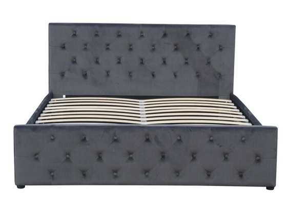 Luz pequena Grey Velvet Upholstered Bed da madeira compensada dobro da tela da cama do armazenamento do elevador de gás