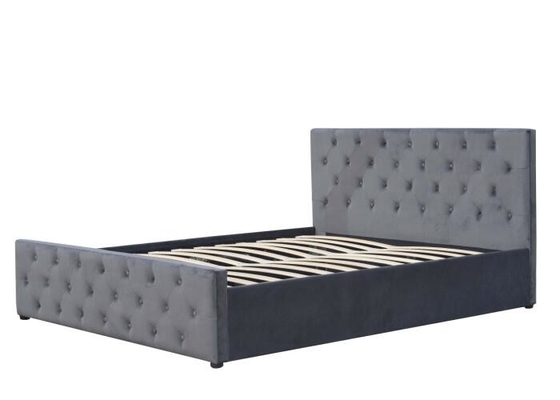 Luz pequena Grey Velvet Upholstered Bed da madeira compensada dobro da tela da cama do armazenamento do elevador de gás