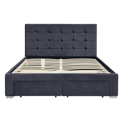 ODM dobro esmagado de creme do OEM do tamanho do quadro da cama de veludo de 4 gavetas