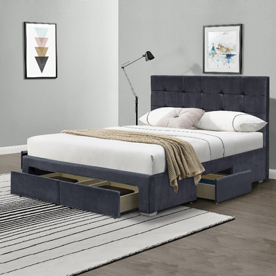 ODM dobro esmagado de creme do OEM do tamanho do quadro da cama de veludo de 4 gavetas