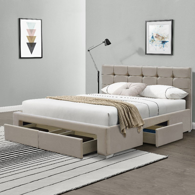 ODM dobro esmagado de creme do OEM do tamanho do quadro da cama de veludo de 4 gavetas