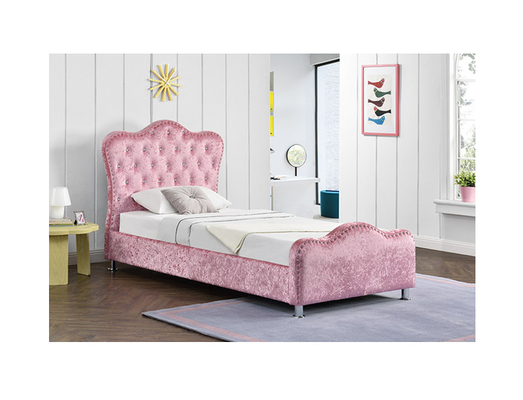 A tela cor-de-rosa personalizada de veludo esmagou a cama de casal de veludo com armazenamento