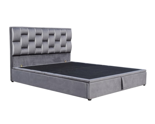 OEM sem redução de Grey Velvet da luz do quadro da cama do armazenamento do elevador de gás da madeira compensada