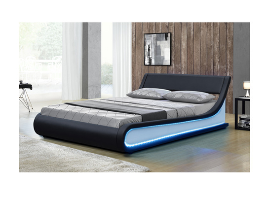O falso do quadro da cama do rei Size Modern Storage cobre com luz conduzida